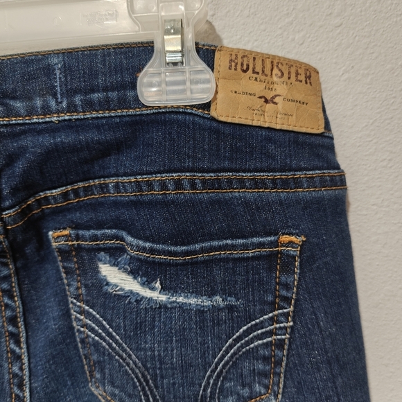 Y2K Hollister Jeans Distressed Size 3 S Dark Wash Laguna Skinny Slight Stretch - Picture 3 of 7